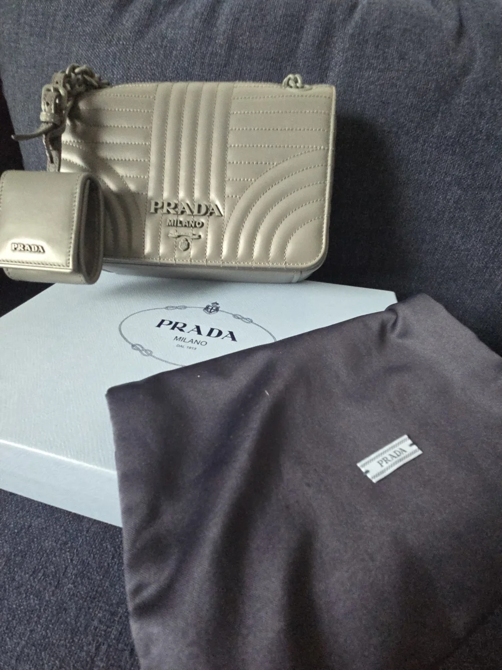 Prada Diagramme Bag Dark Gray